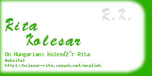 rita kolesar business card